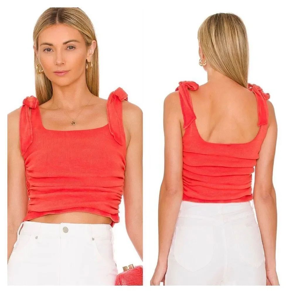 Free People Ribbon Strap Ruched Side Guava Berry Boulevard Tank Top L